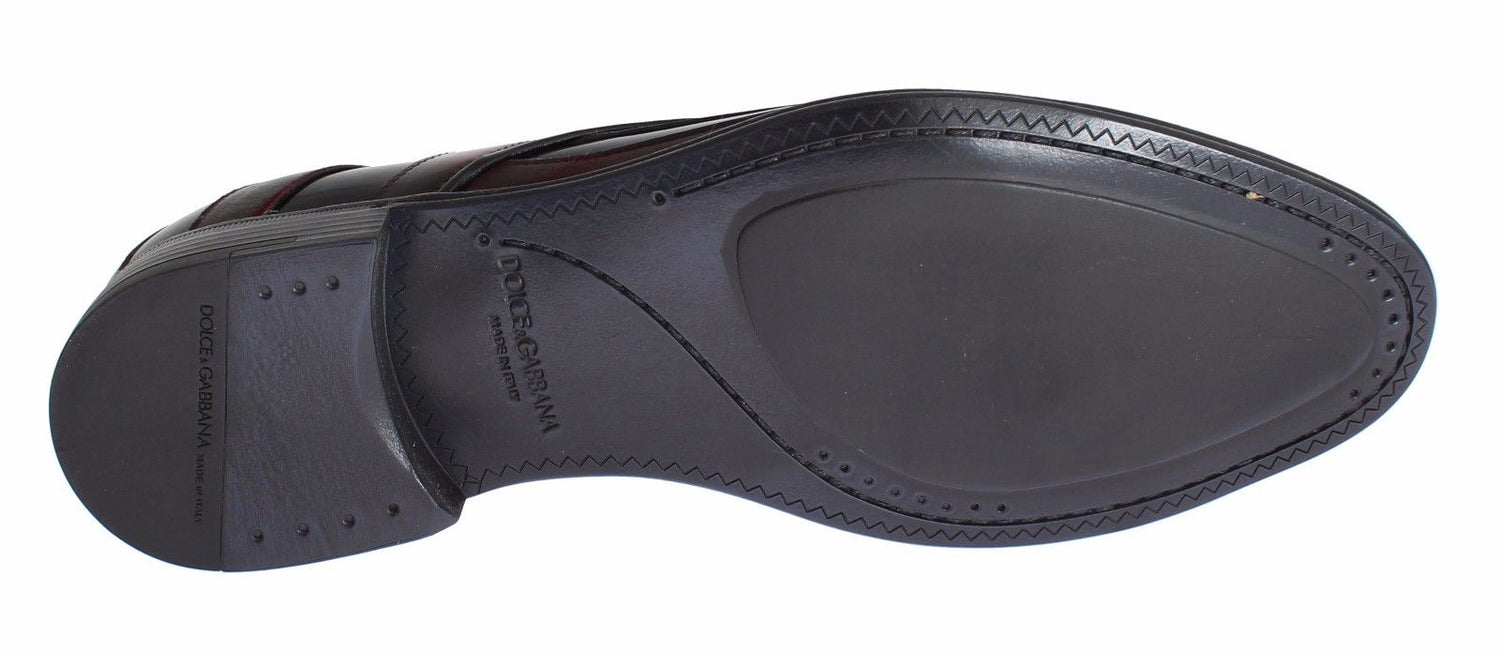 Dolce &amp; Gabbana Black Bordeaux Leather Dress Formal Shoes