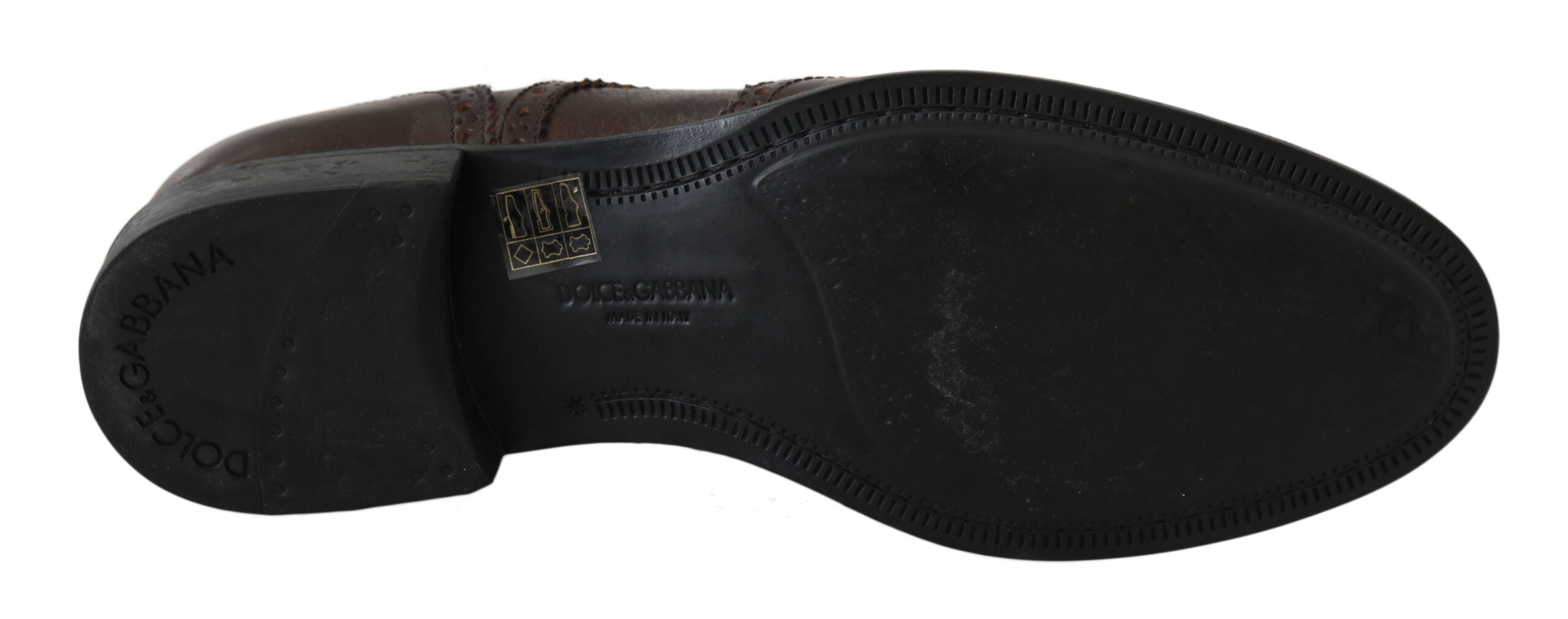 Dolce &amp; Gabbana Brown Leather Brogue Derby Dress Shoes