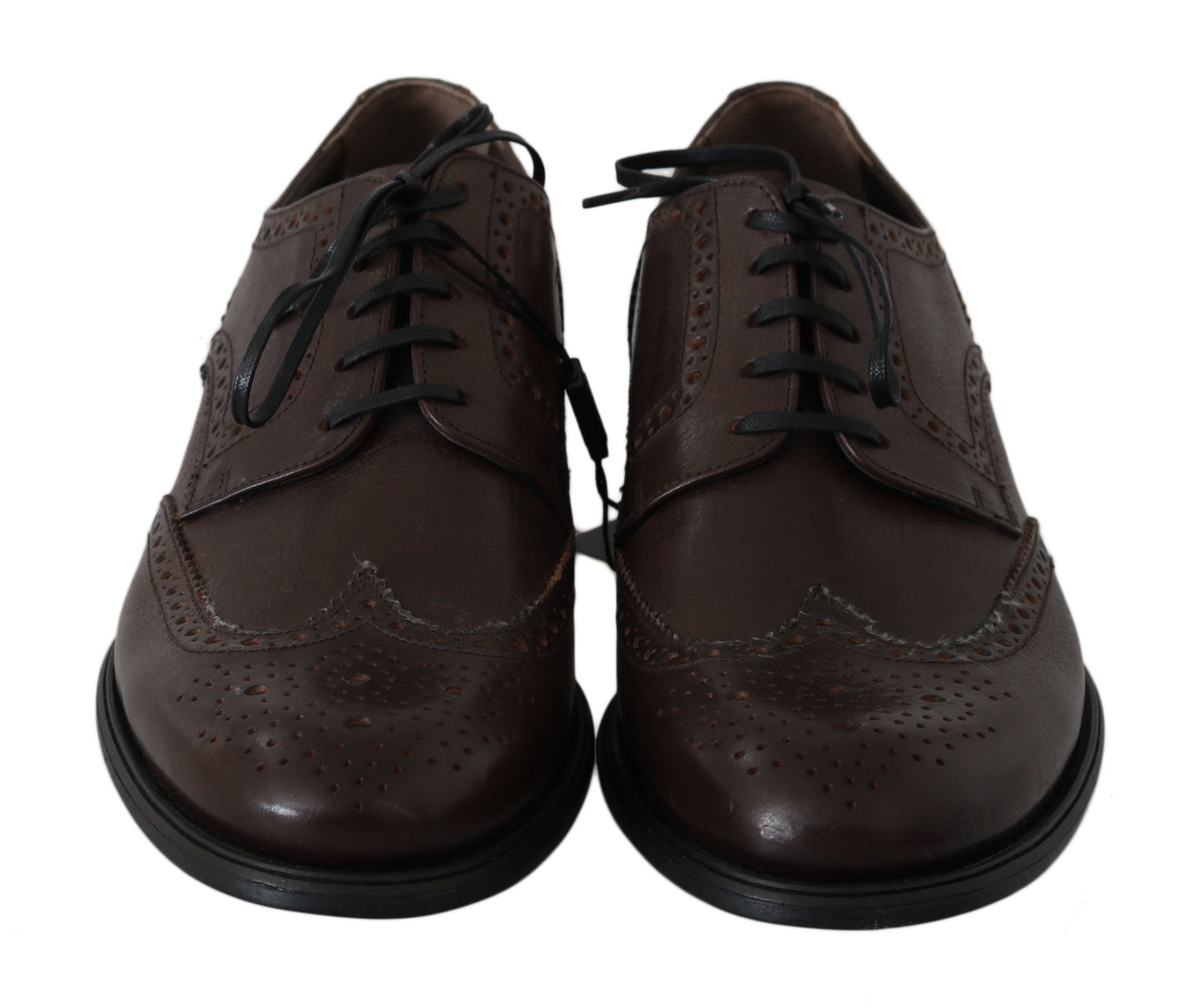 Dolce &amp; Gabbana Brown Leather Brogue Derby Dress Shoes