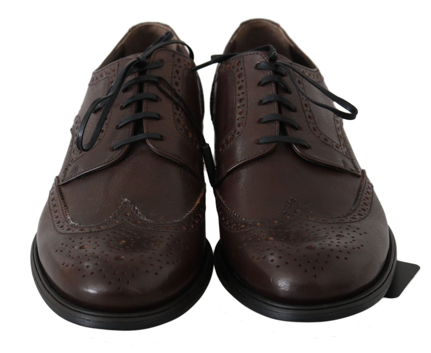 Dolce &amp; Gabbana Brown Leather Brogue Derby Dress Shoes