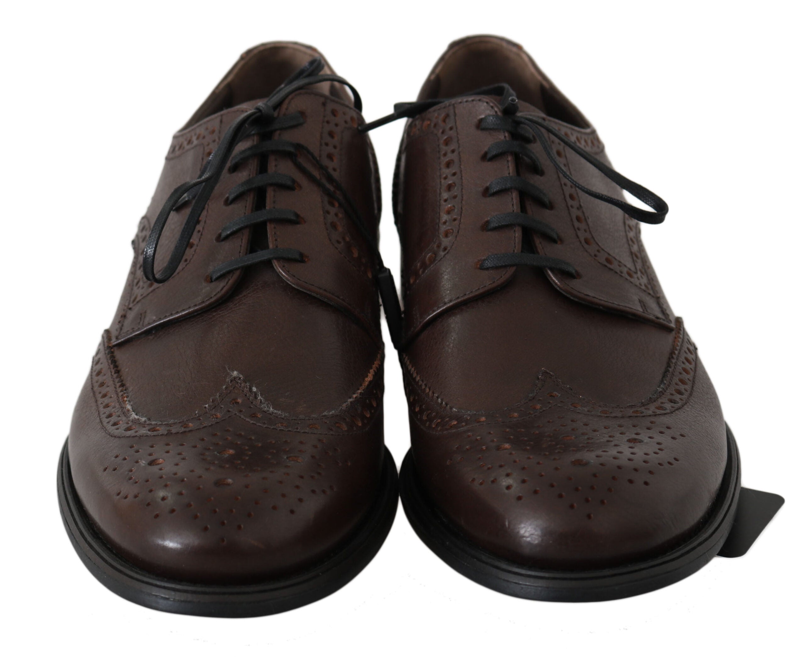 Dolce &amp; Gabbana Brown Leather Brogue Derby Dress Shoes