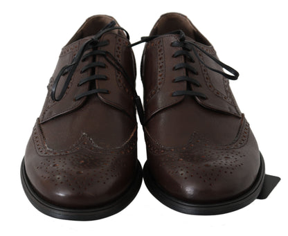 Dolce &amp; Gabbana Brown Leather Brogue Derby Dress Shoes