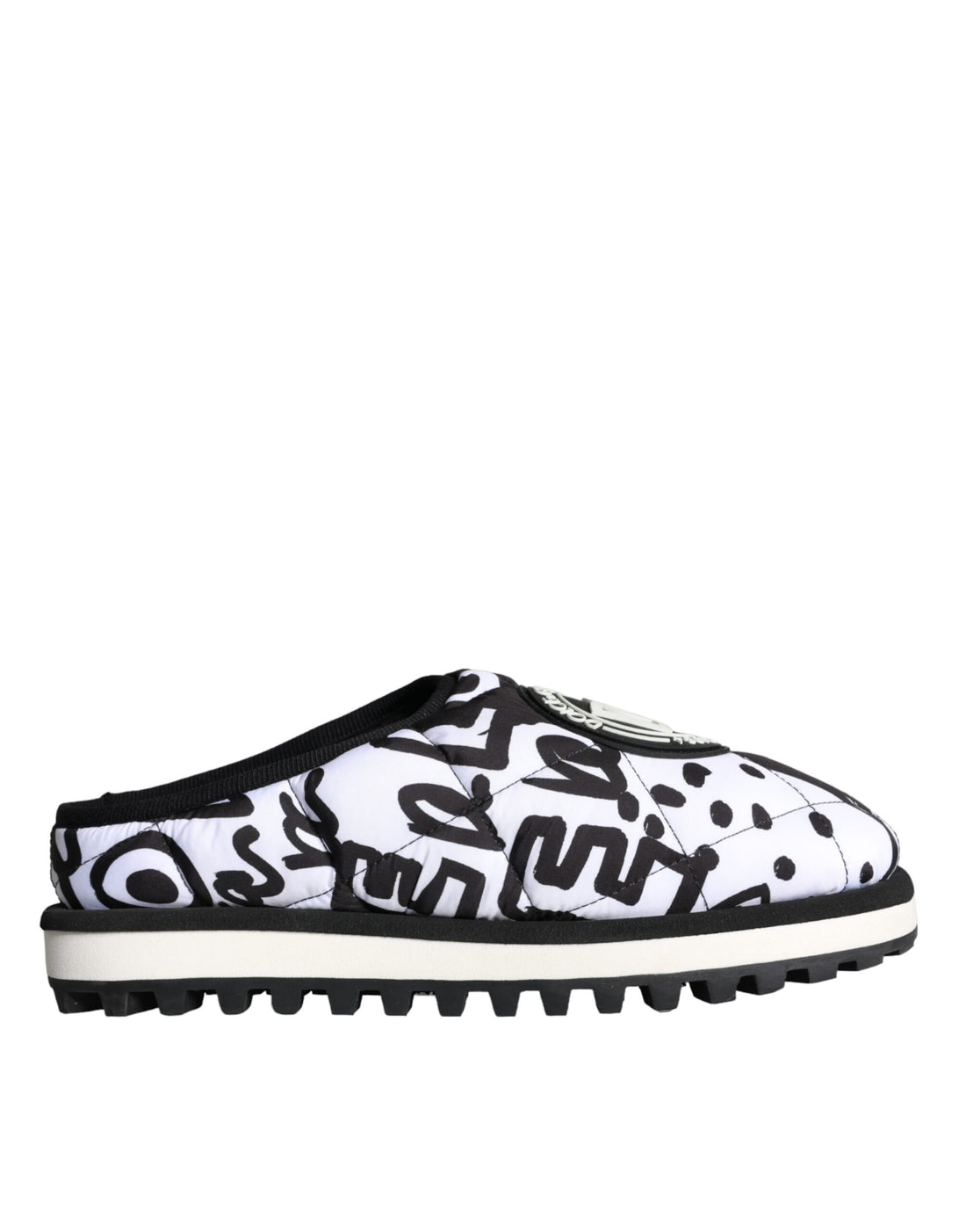 Dolce &amp;amp; Gabbana Svarta Vita Quiltade Logotyp Sandaler Tofflor Skor