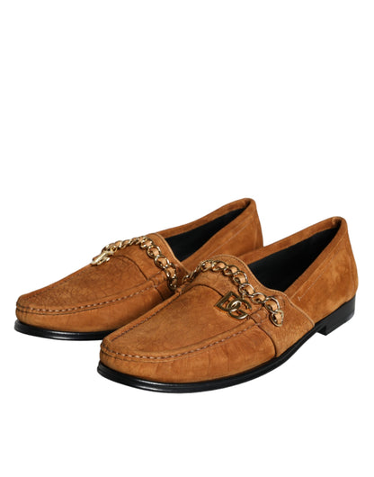 Dolce &amp;amp; Gabbana Bruna Sammetsläder Mocassin Slip On Skor Med Logotyp