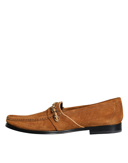 Dolce &amp;amp; Gabbana Bruna Sammetsläder Mocassin Slip On Skor Med Logotyp
