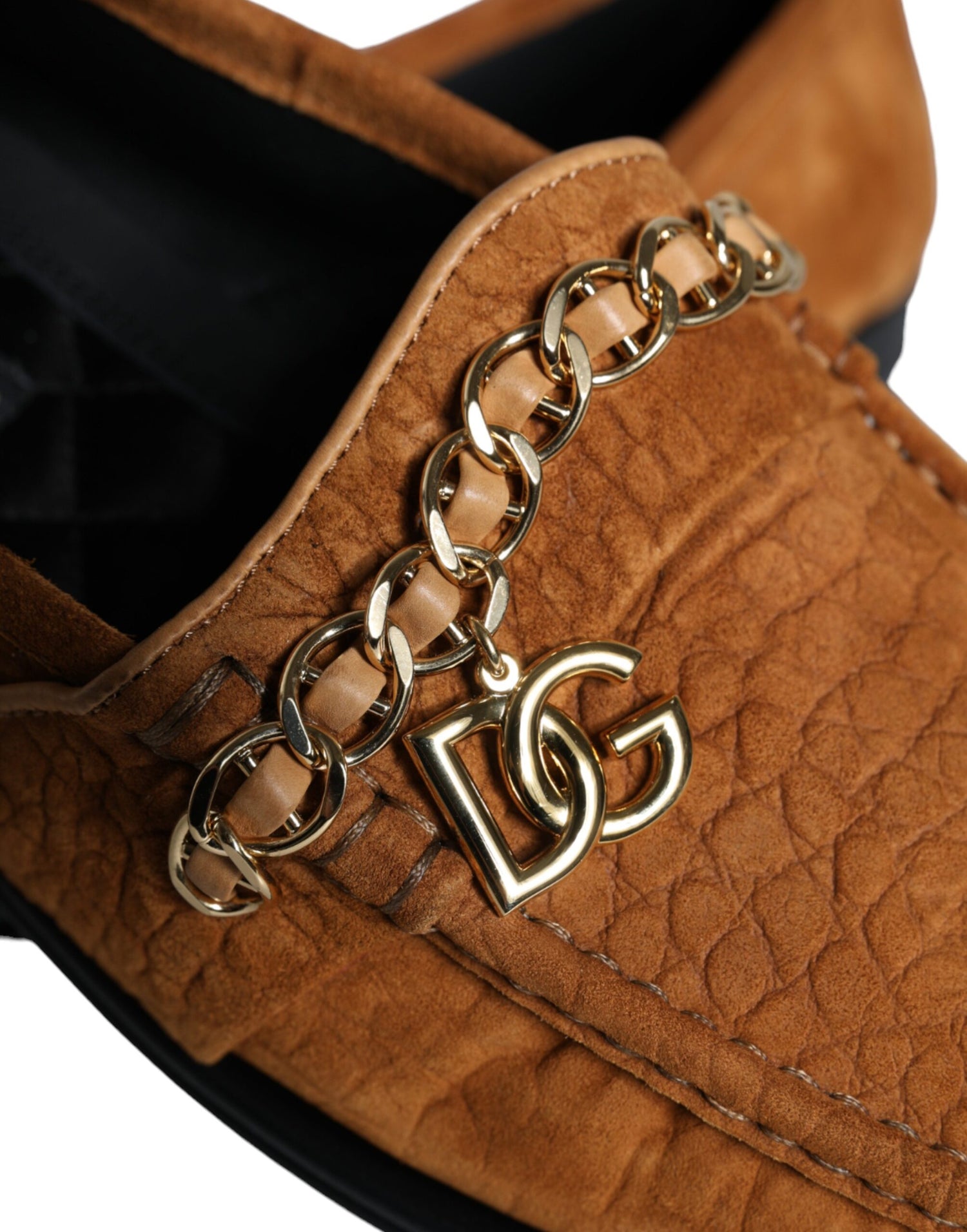 Dolce &amp;amp; Gabbana Bruna Sammetsläder Mocassin Slip On Skor Med Logotyp