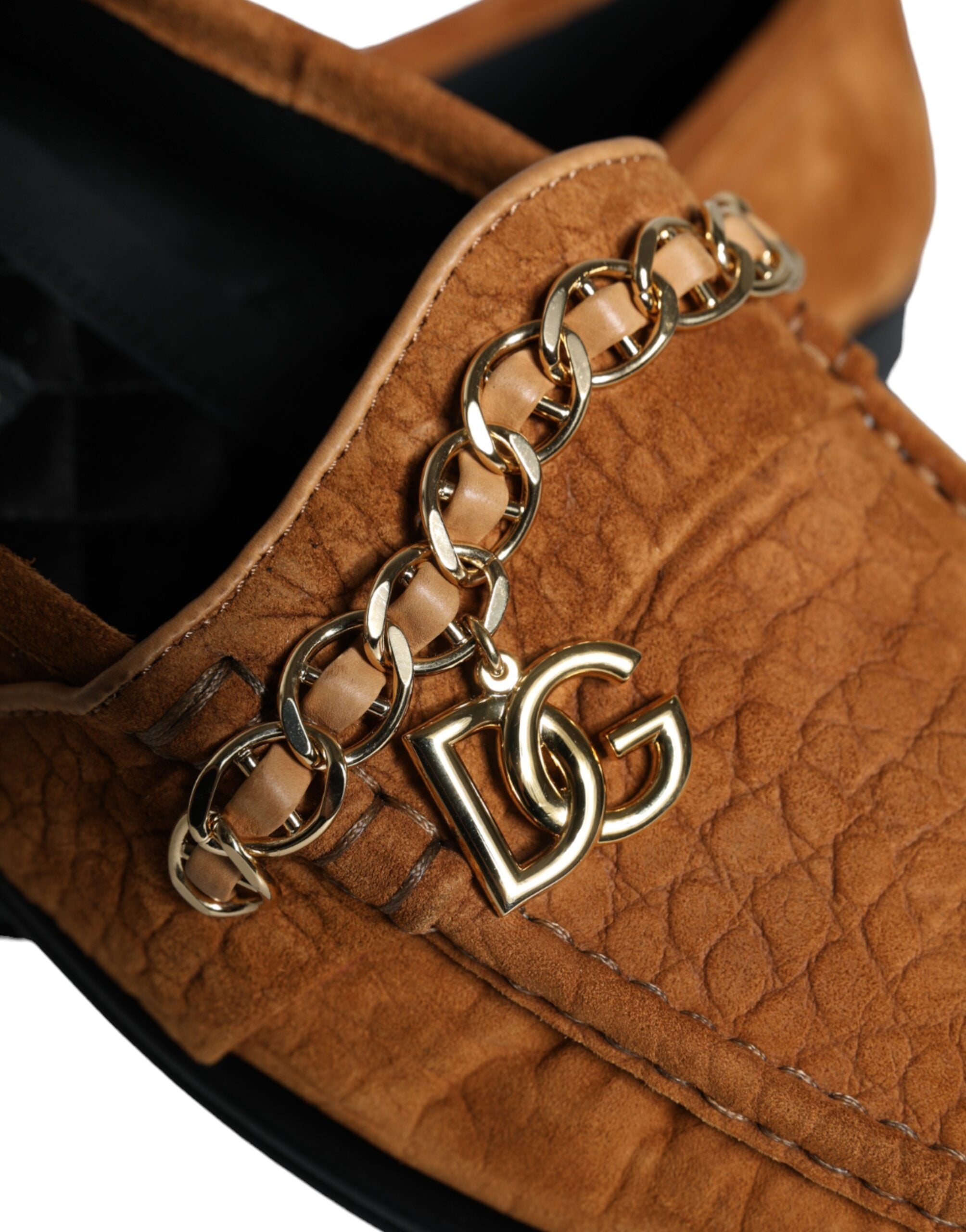 Dolce &amp;amp; Gabbana Bruna Sammetsläder Mocassin Slip On Skor Med Logotyp