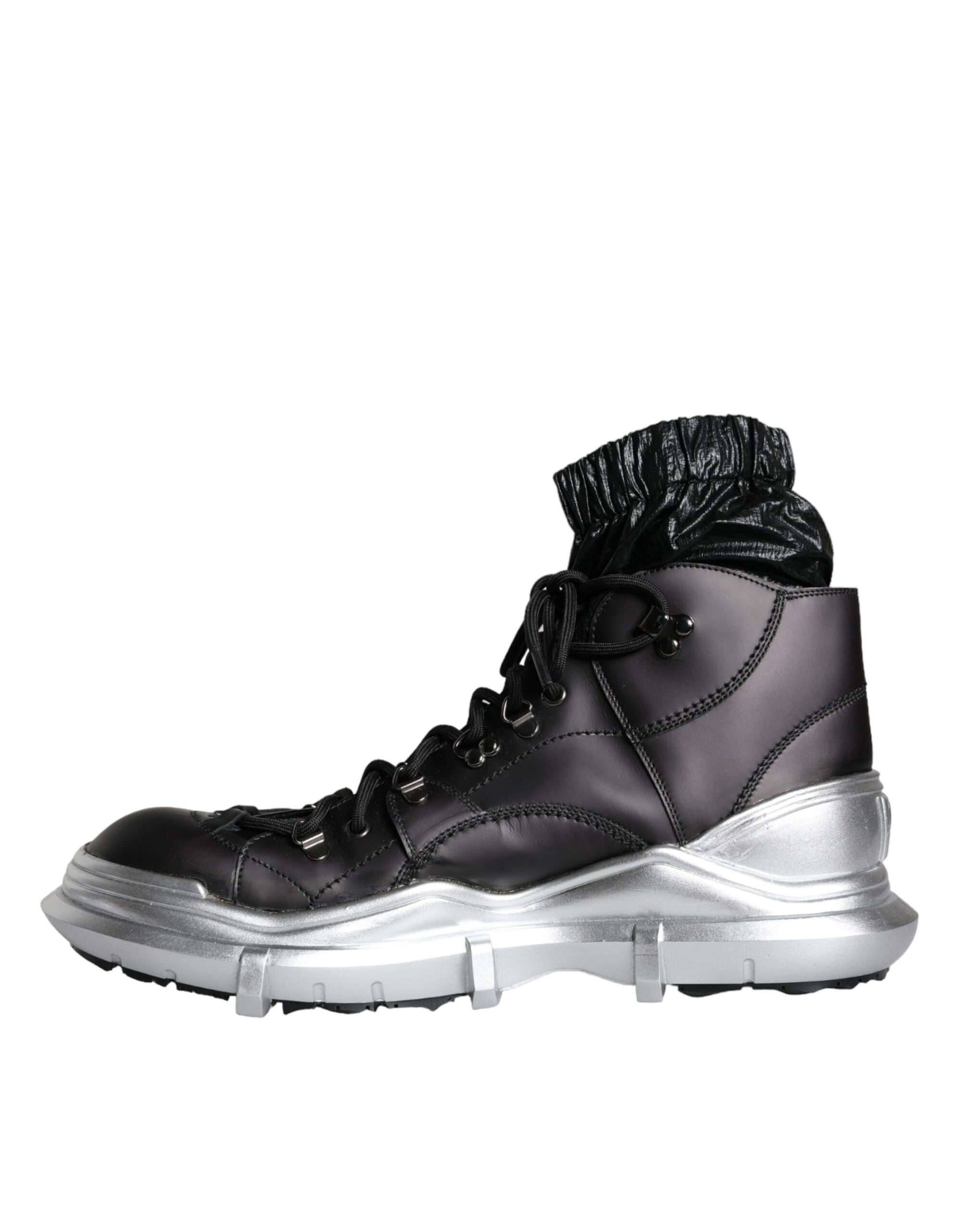 Dolce &amp; Gabbana Black Nylon Galileo High Top Sneakers Shoes