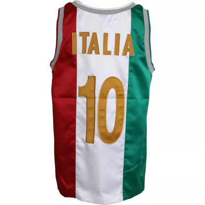 Dolce &amp;amp; Gabbana Vit Grön Ärmlös Topp Italiensk Flagga Korg T-shirt