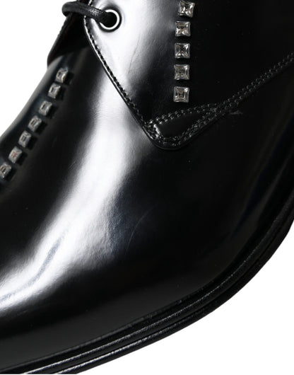 Dolce &amp;amp; Gabbana Svarta Läder Kristaller Formella Skor