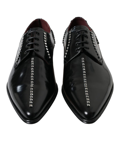 Dolce &amp;amp; Gabbana Svarta Läder Kristaller Formella Skor