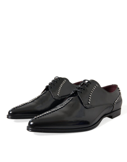 Dolce &amp;amp; Gabbana Svarta Läder Kristaller Formella Skor