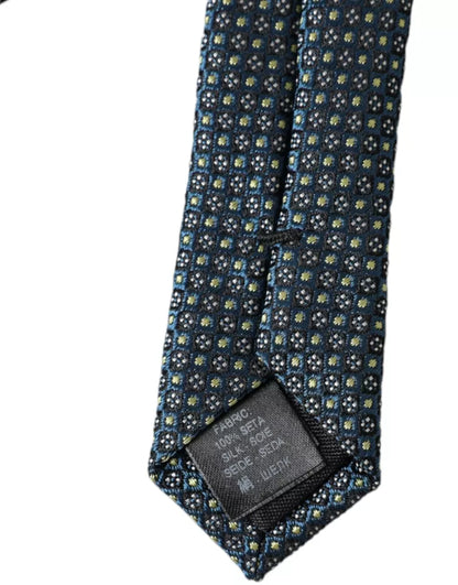 Dolce &amp; Gabbana Green Patterned 100% Silk Adjustable Men Tie