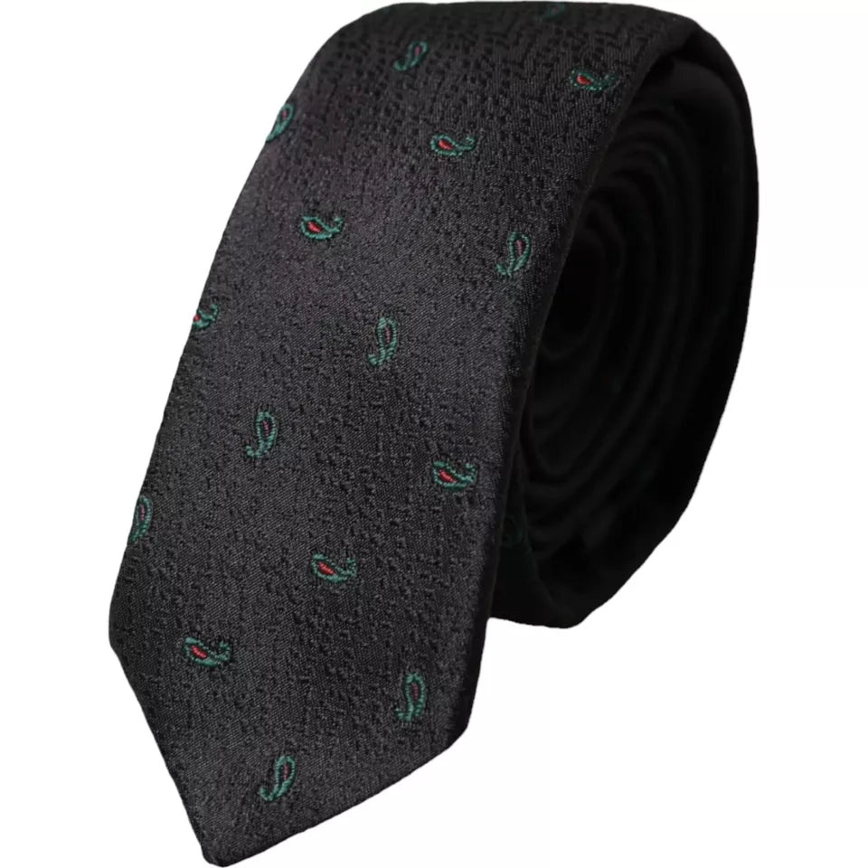 Dolce &amp;amp; Gabbana Black Fantasy 100% Siden Justerbar Herrslips