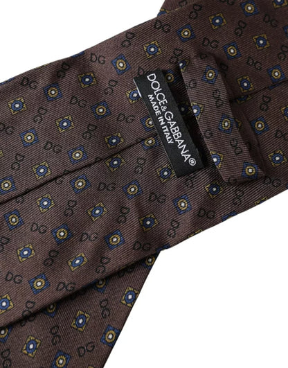 Dolce &amp;amp; Gabbana Brun Sidenslips Med Märkeslogotyp Justerbar Herrslips