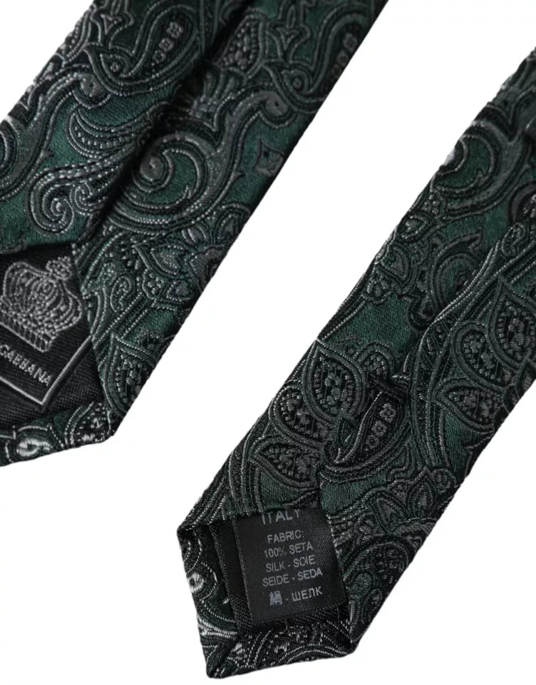 Dolce &amp;amp; Gabbana Grön Blommigt Mönster 100% Siden Justerbar Herrslips