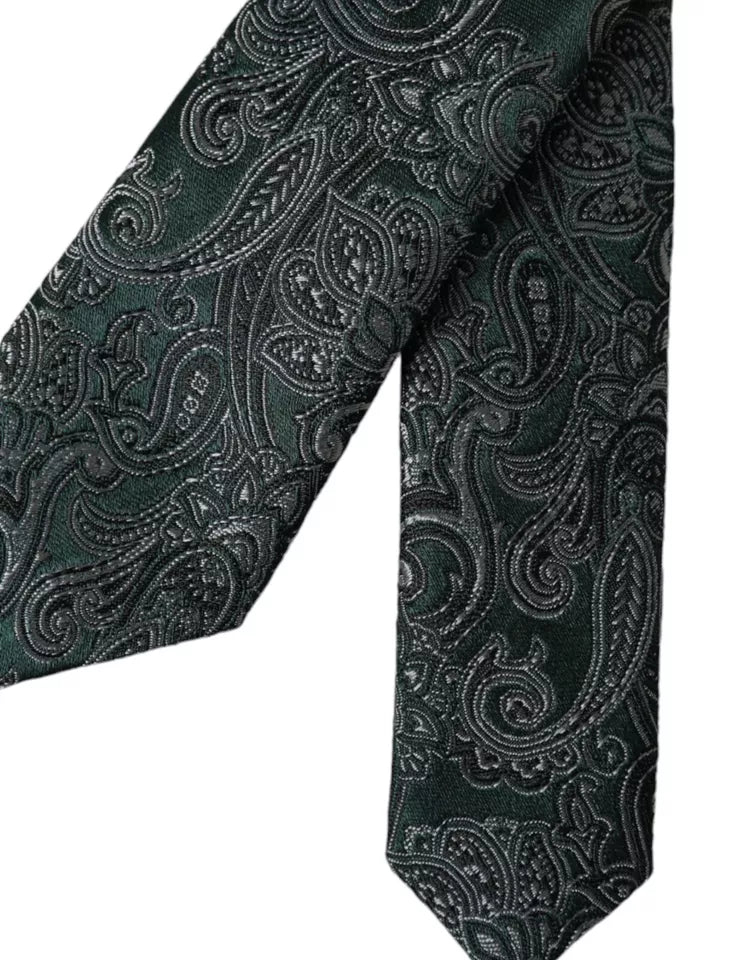 Dolce &amp;amp; Gabbana Grön Blommigt Mönster 100% Siden Justerbar Herrslips