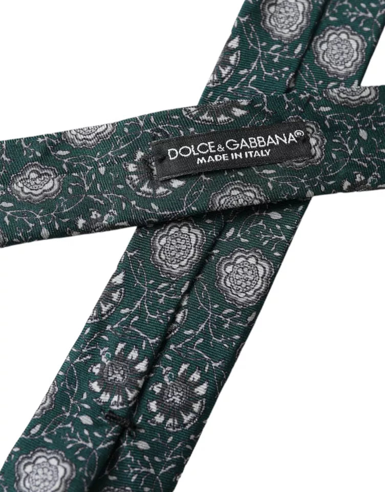 Dolce &amp;amp; Gabbana Grön Blommig Sidenslips Justerbar Herr