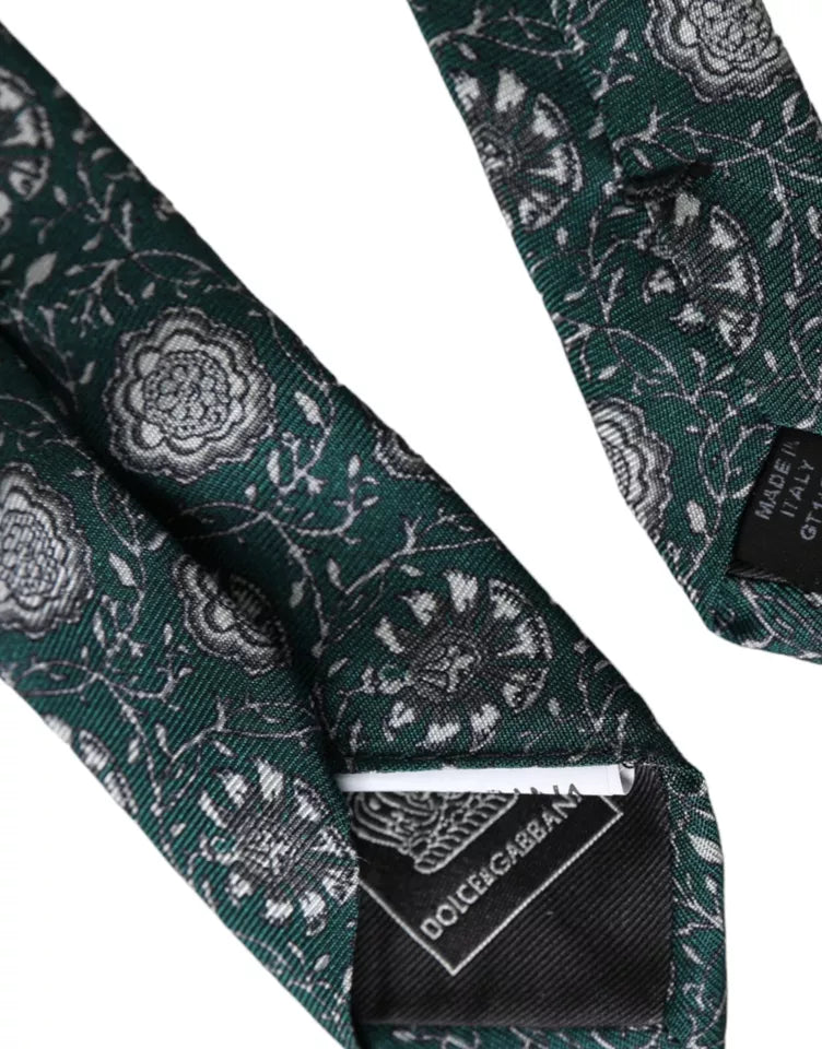 Dolce &amp;amp; Gabbana Grön Blommig Sidenslips Justerbar Herr