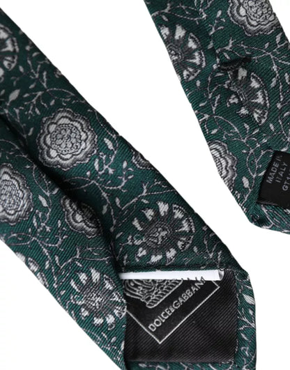 Dolce &amp;amp; Gabbana Grön Blommig Sidenslips Justerbar Herr