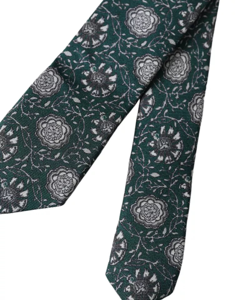Dolce &amp;amp; Gabbana Grön Blommig Sidenslips Justerbar Herr