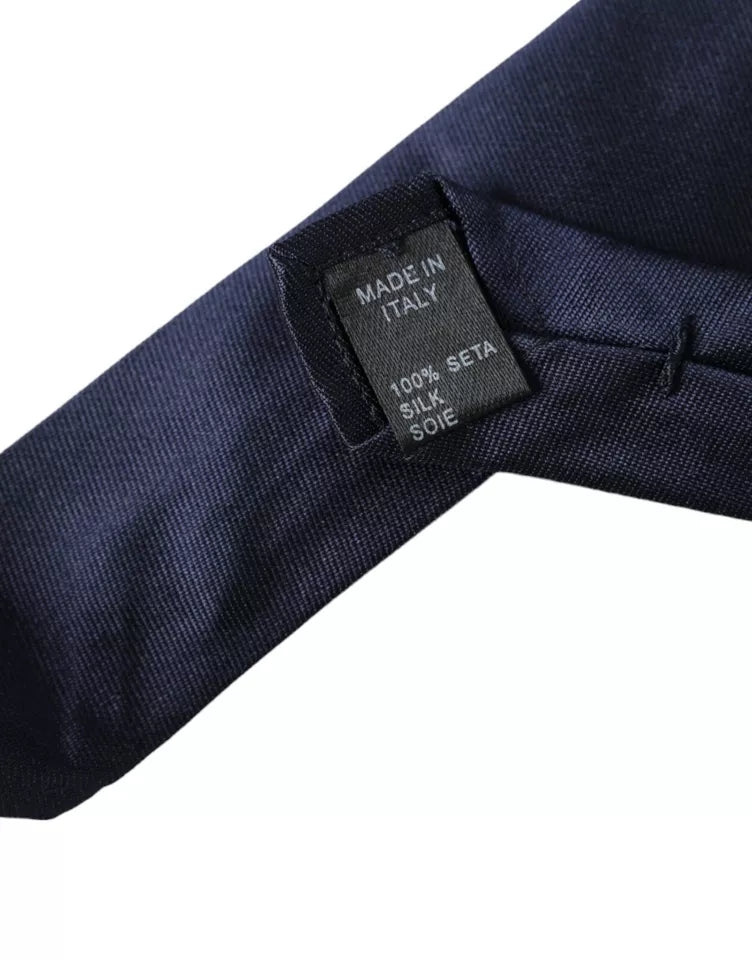 Dolce &amp;amp; Gabbana Mörkblå Smal Justerbar Slips i Siden