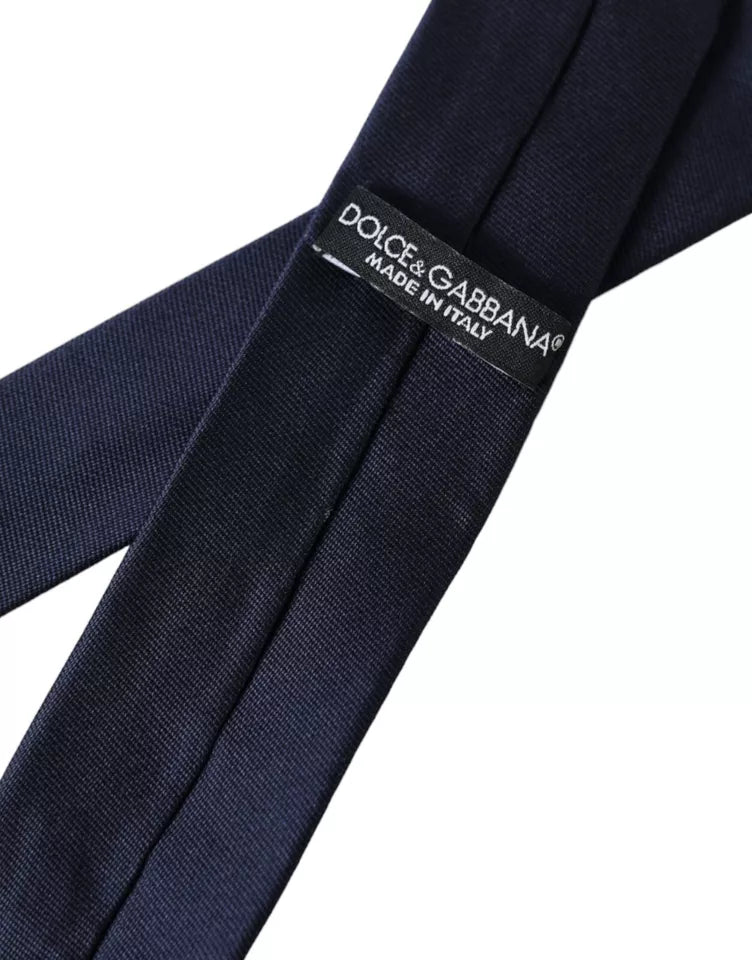 Dolce &amp;amp; Gabbana Mörkblå Smal Justerbar Slips i Siden