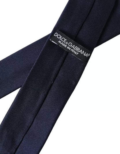 Dolce &amp;amp; Gabbana Mörkblå Smal Justerbar Slips i Siden