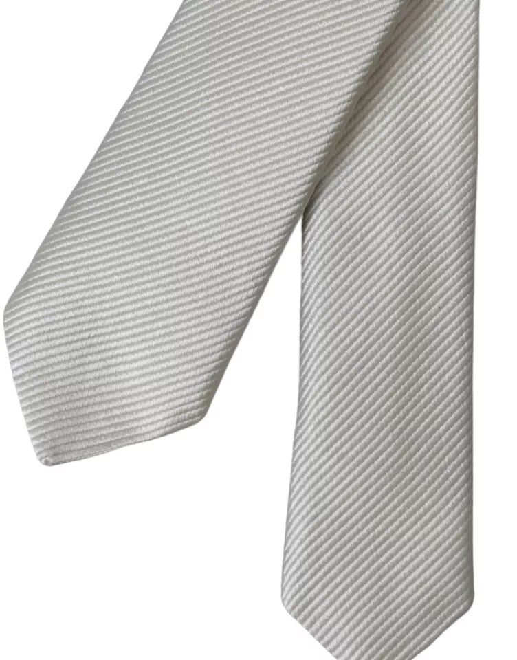 Dolce &amp;amp; Gabbana Vit Enfärgad Justerbar Slips i 100 % Siden