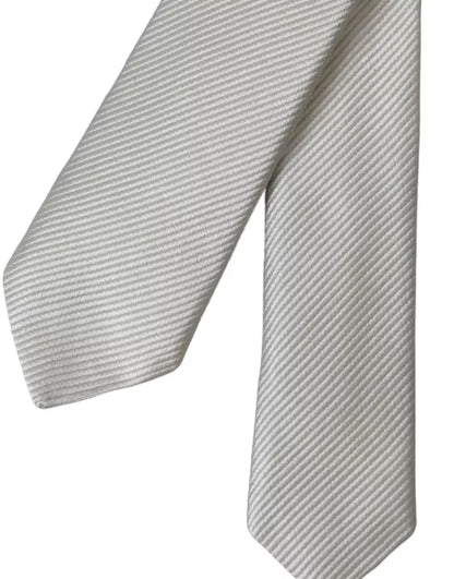 Dolce &amp;amp; Gabbana Vit Enfärgad Justerbar Slips i 100 % Siden