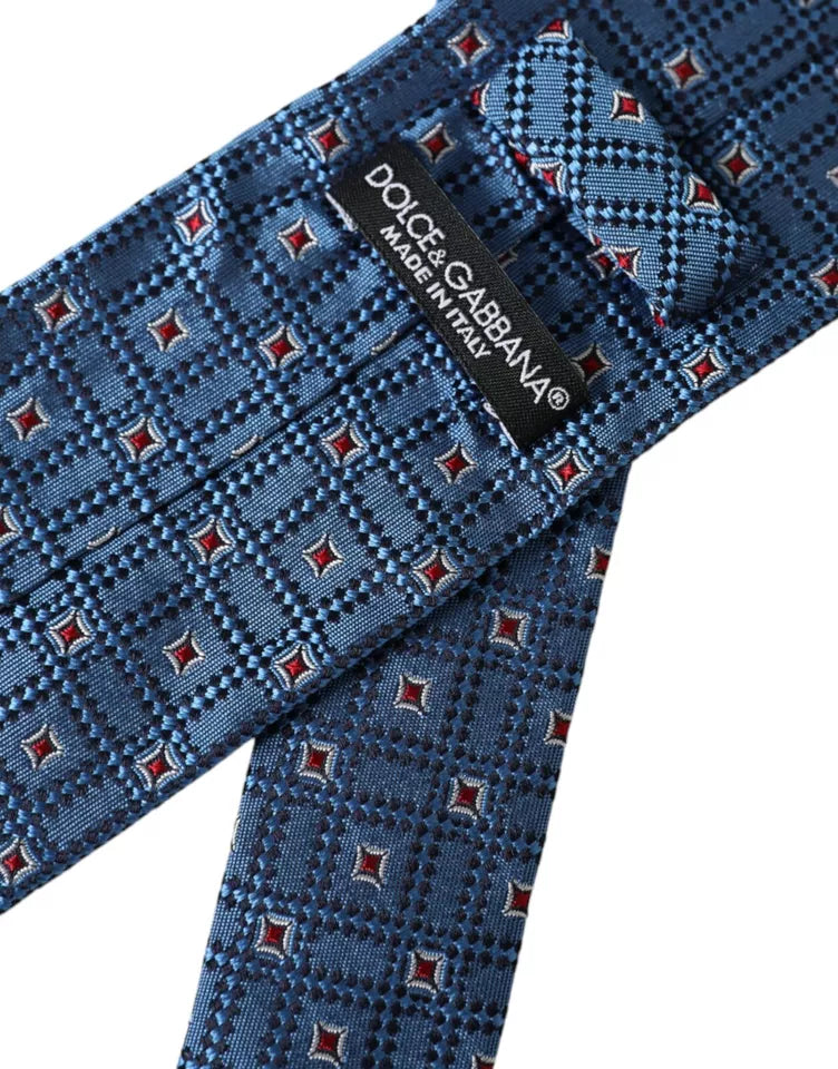 Dolce &amp;amp; Gabbana Blå Mönstrad Justerbar Slips Herr 100% Siden