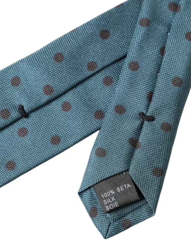 Dolce &amp;amp; Gabbana Grön Svart Prickig Siden Justerbar Herrslips