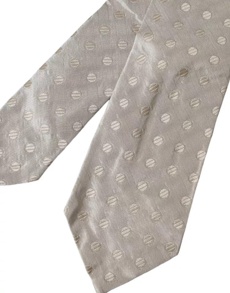 Dolce &amp;amp; Gabbana Beige Prickig Klassisk Justerbar Slips i Siden för Herrar