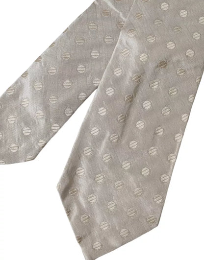 Dolce &amp;amp; Gabbana Beige Prickig Klassisk Justerbar Slips i Siden för Herrar
