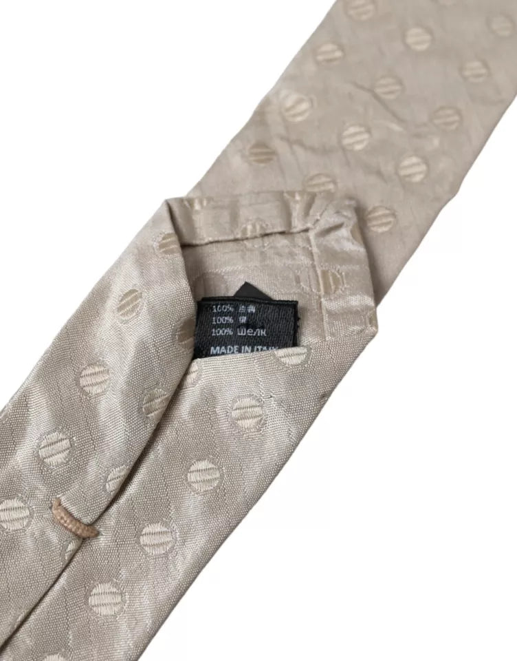 Dolce &amp;amp; Gabbana Beige Prickig Klassisk Justerbar Slips i Siden för Herrar