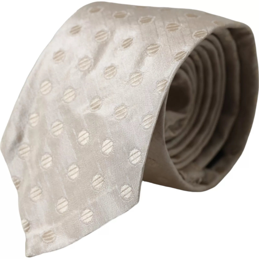Dolce &amp;amp; Gabbana Beige Prickig Klassisk Justerbar Slips i Siden för Herrar