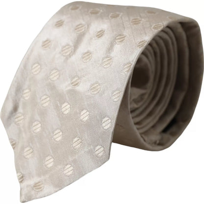 Dolce &amp;amp; Gabbana Beige Prickig Klassisk Justerbar Slips i Siden för Herrar