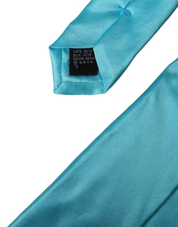 Dolce &amp;amp; Gabbana Ljusblå Satin Siden Bred Justerbar Herrslips