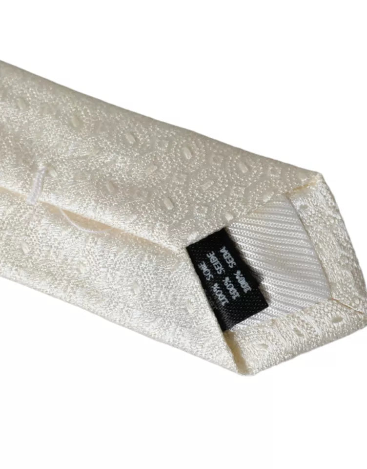 Dolce &amp;amp; Gabbana Off White Mönstrad Siden Justerbar Herrslips