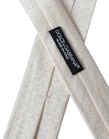 Dolce &amp;amp; Gabbana Off White Mönstrad Siden Justerbar Herrslips