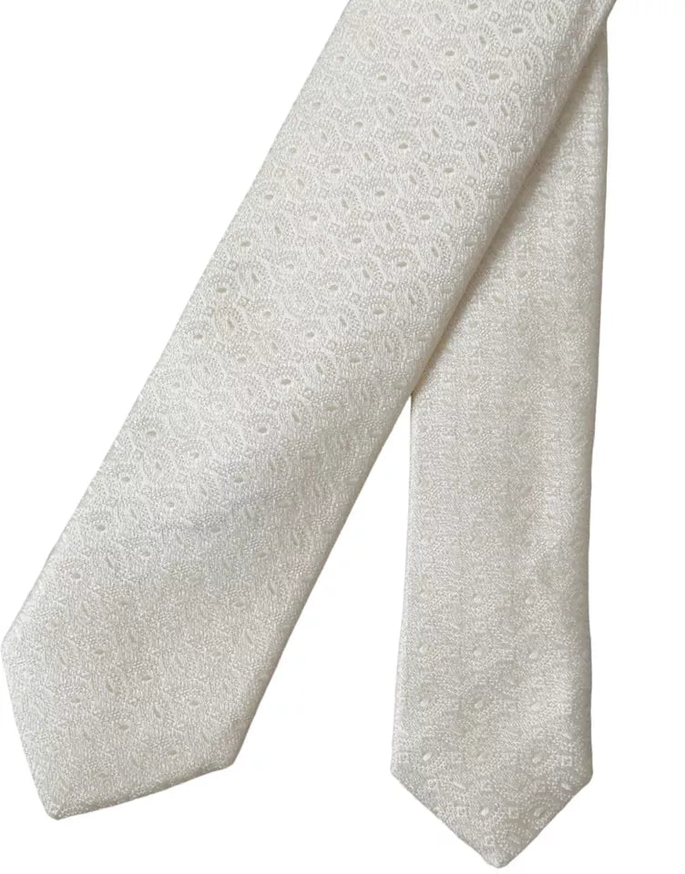 Dolce &amp;amp; Gabbana Off White Mönstrad Siden Justerbar Herrslips