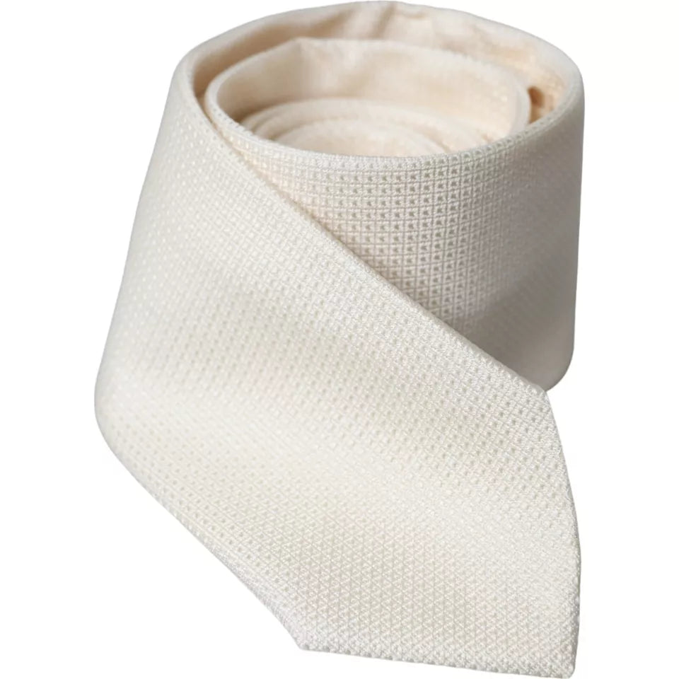 Dolce &amp;amp; Gabbana Off White Mönstrad Klassisk Justerbar Slips i Siden