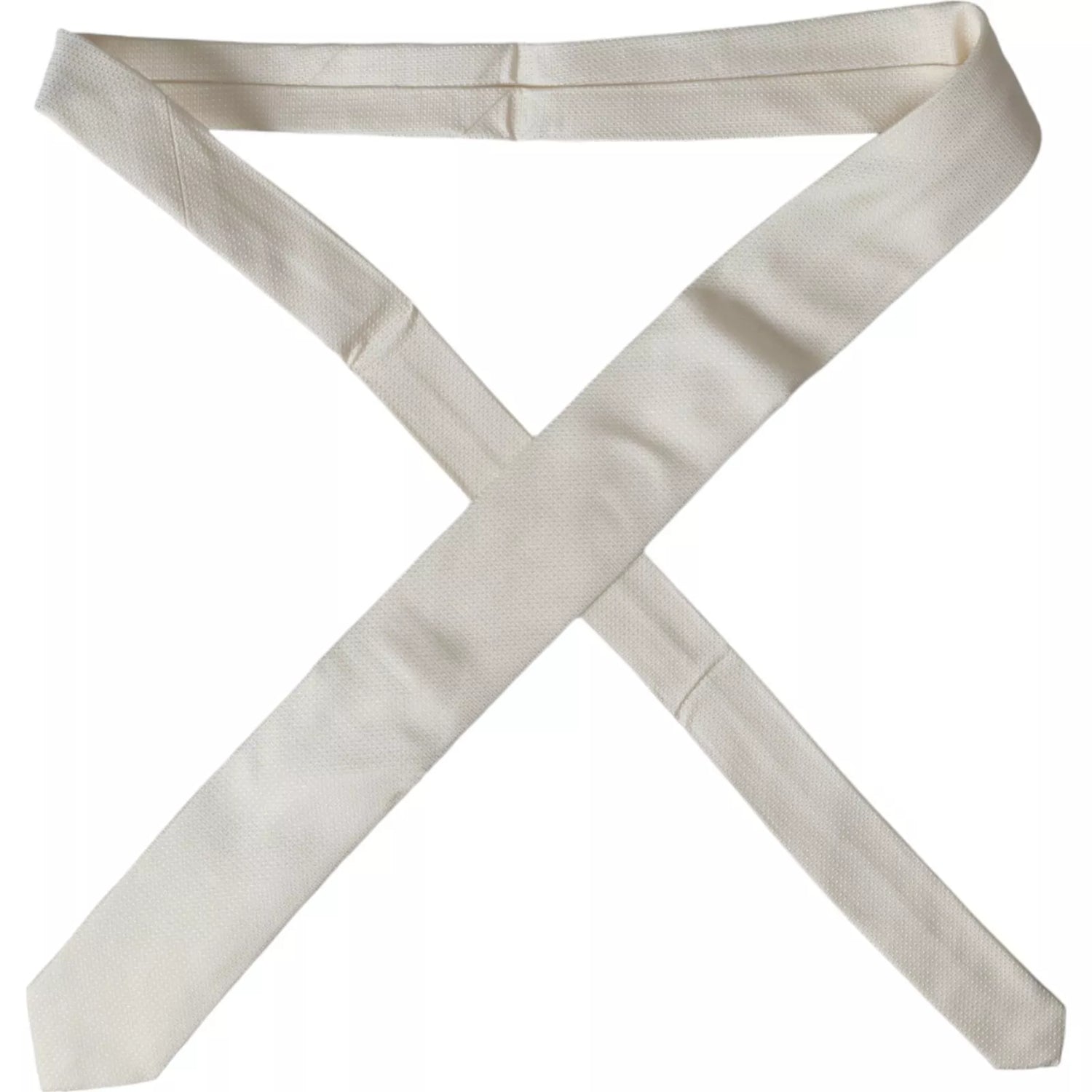 Dolce &amp; Gabbana Off White Patterned Silk Classic Adjustable Tie