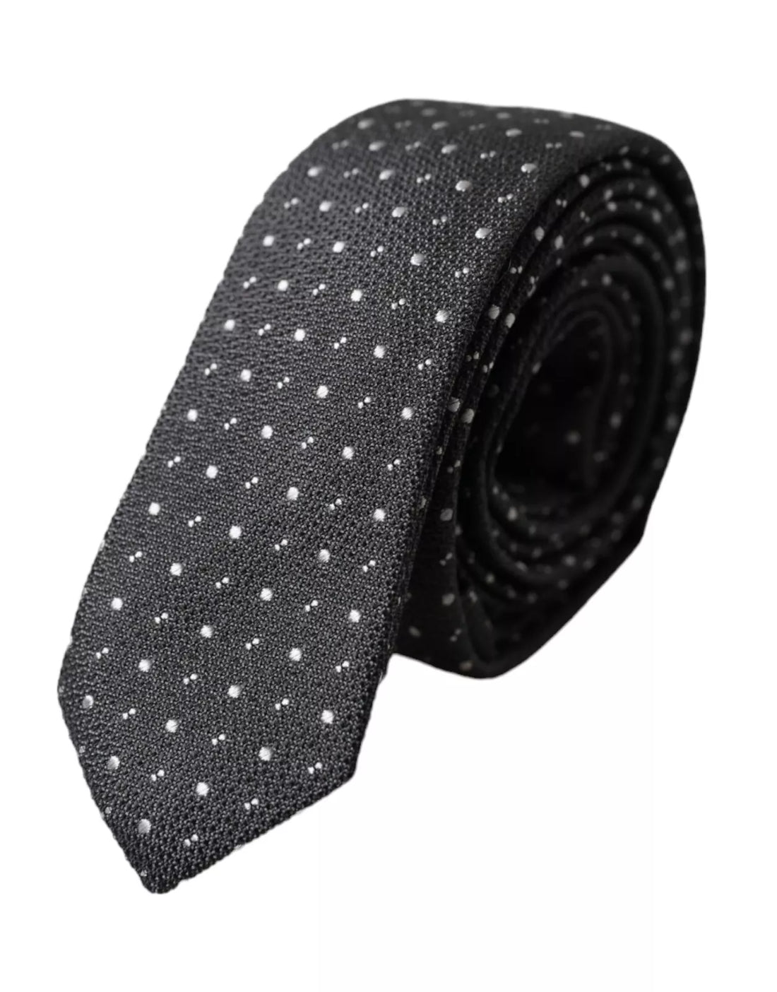 Dolce &amp;amp; Gabbana Svart Prickig Justerbar Sidenslips Herr