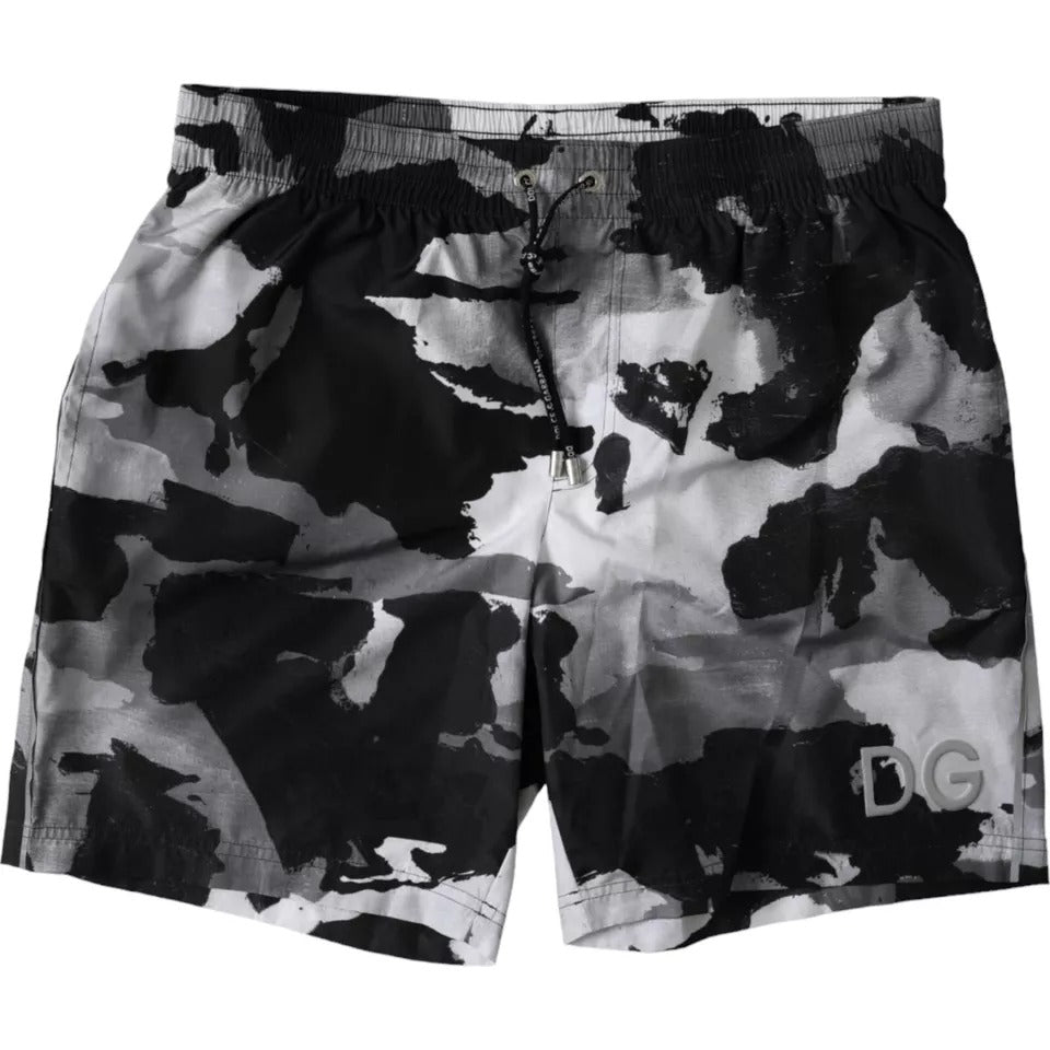 Dolce &amp;amp; Gabbana Flerfärgade Kamouflage DG Logo Beachwear Shorts Badkläder