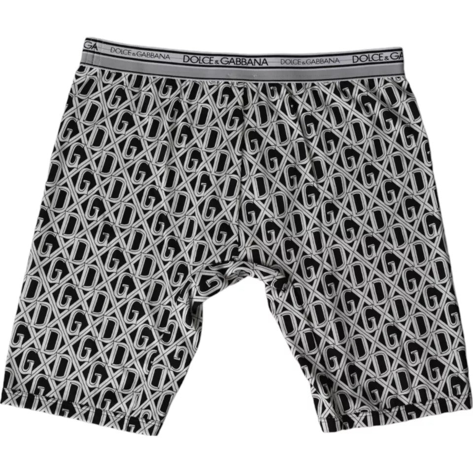 Dolce &amp;amp; Gabbana Svarta Vita DG Logo Bomull Stretch Cykelunderkläder Herr