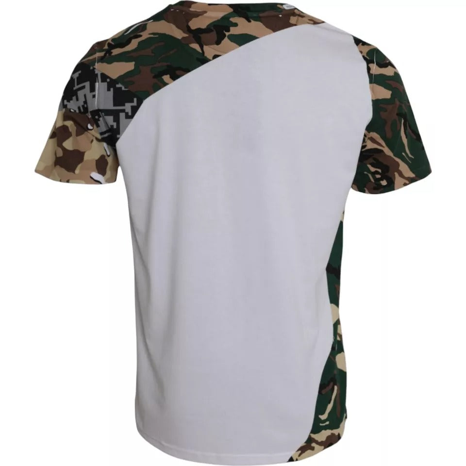 Dolce &amp;amp; Gabbana Vit Kamouflage Stjärnor Rund Neck Herr T-shirt