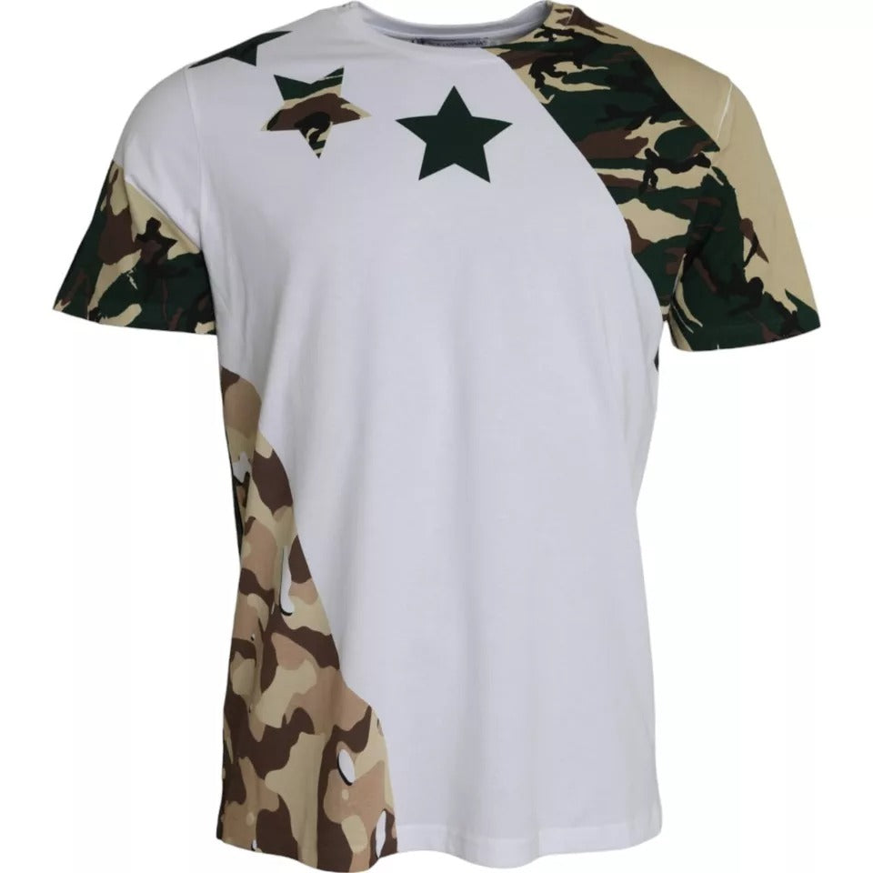 Dolce &amp;amp; Gabbana Vit Kamouflage Stjärnor Rund Neck Herr T-shirt