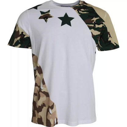 Dolce &amp;amp; Gabbana Vit Kamouflage Stjärnor Rund Neck Herr T-shirt