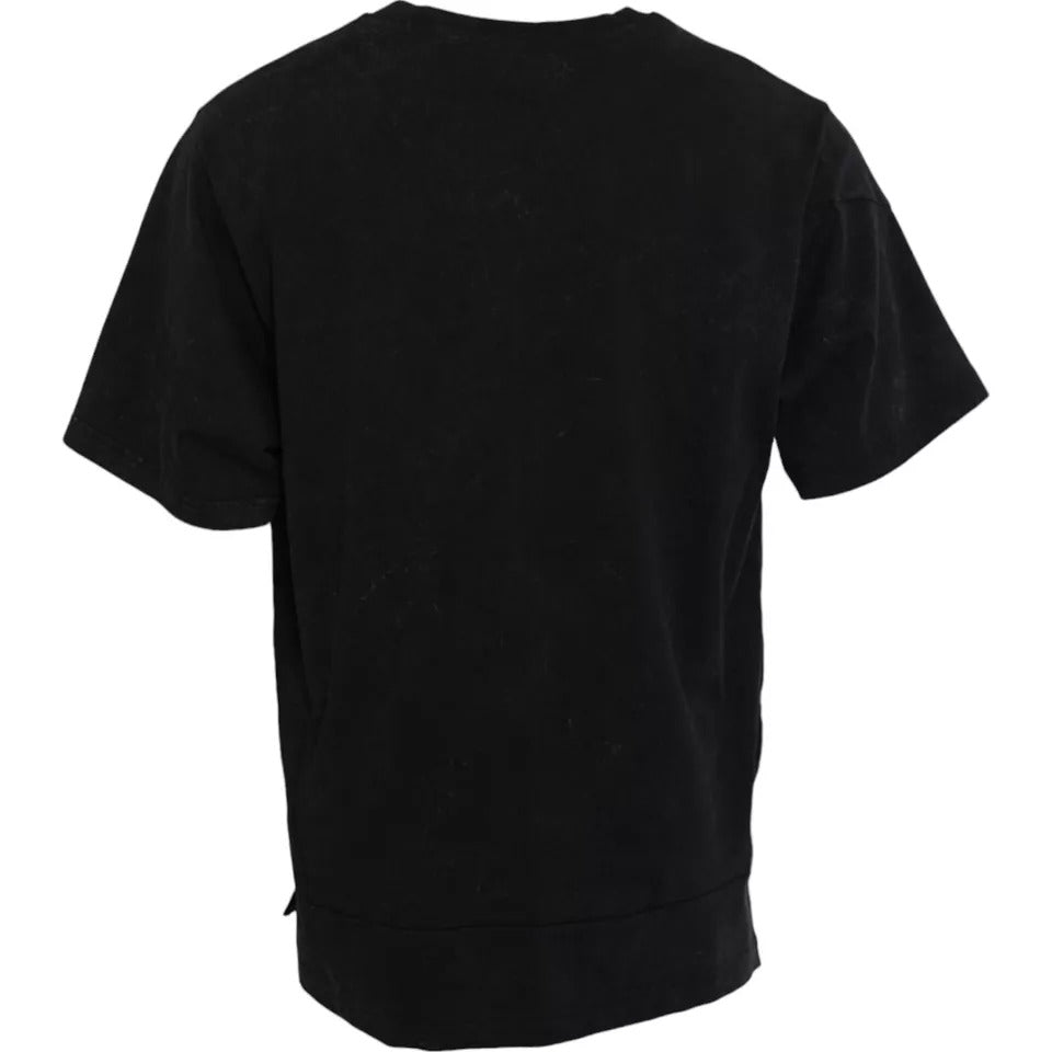 Dolce &amp;amp; Gabbana svart t-shirt med rund hals och grafiskt tryck i bomull